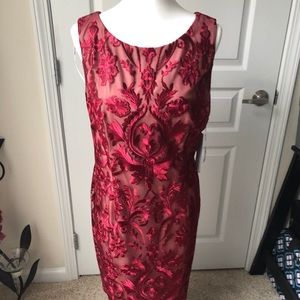🌿NWT: Calvin Klein embroidered sheath dress - red
